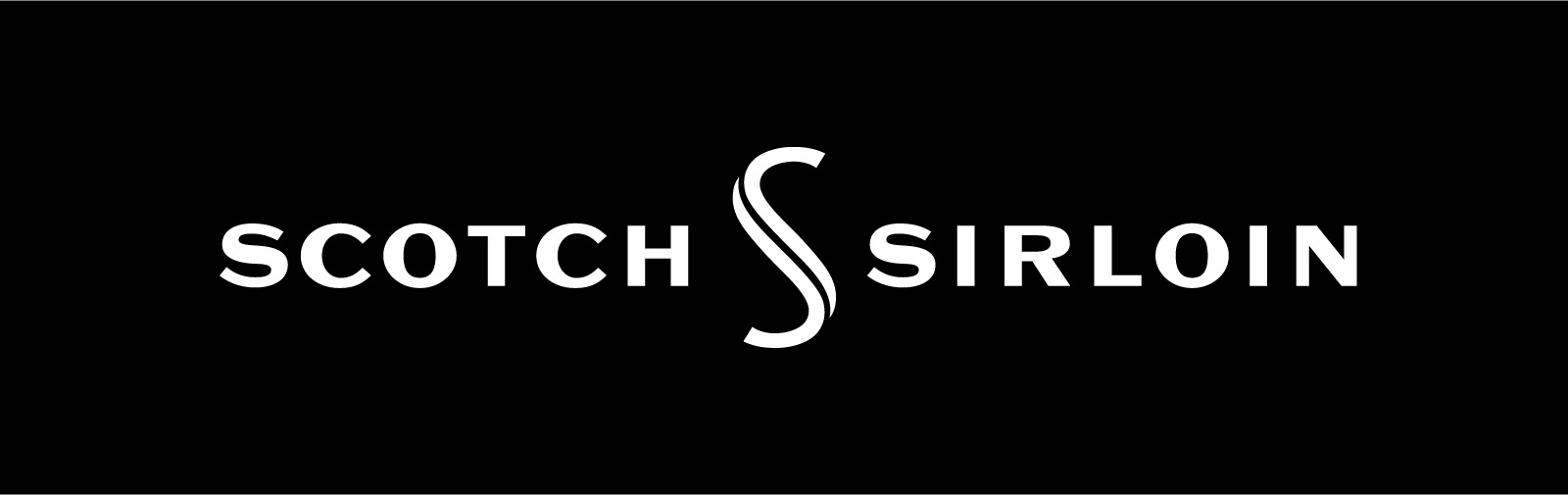 Brand Logo for the Scotch and Sirloin, white on black background