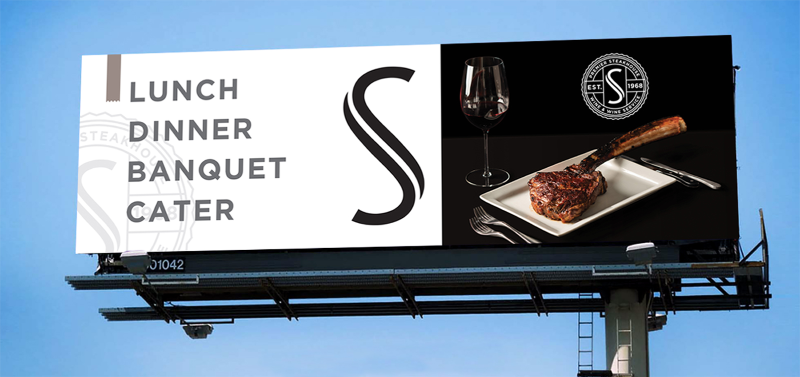 Brand logo on advertising billboard for the Scotch and Sirloin