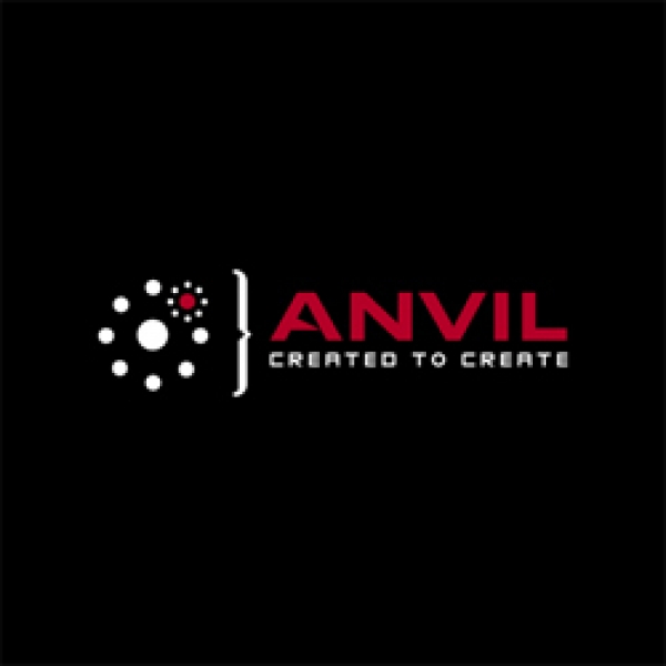 Anvil Conceptual Logo Design with a single unit pattern that extrapolates infinatly, like the an anvil is a tool that makes other tools.