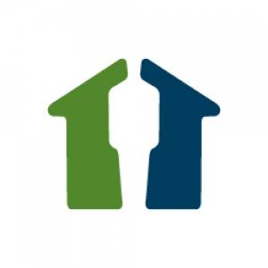 Wichita Real Estate logo is a website that eliminates realtor. The logo is a house with an invisible realtor in the center.