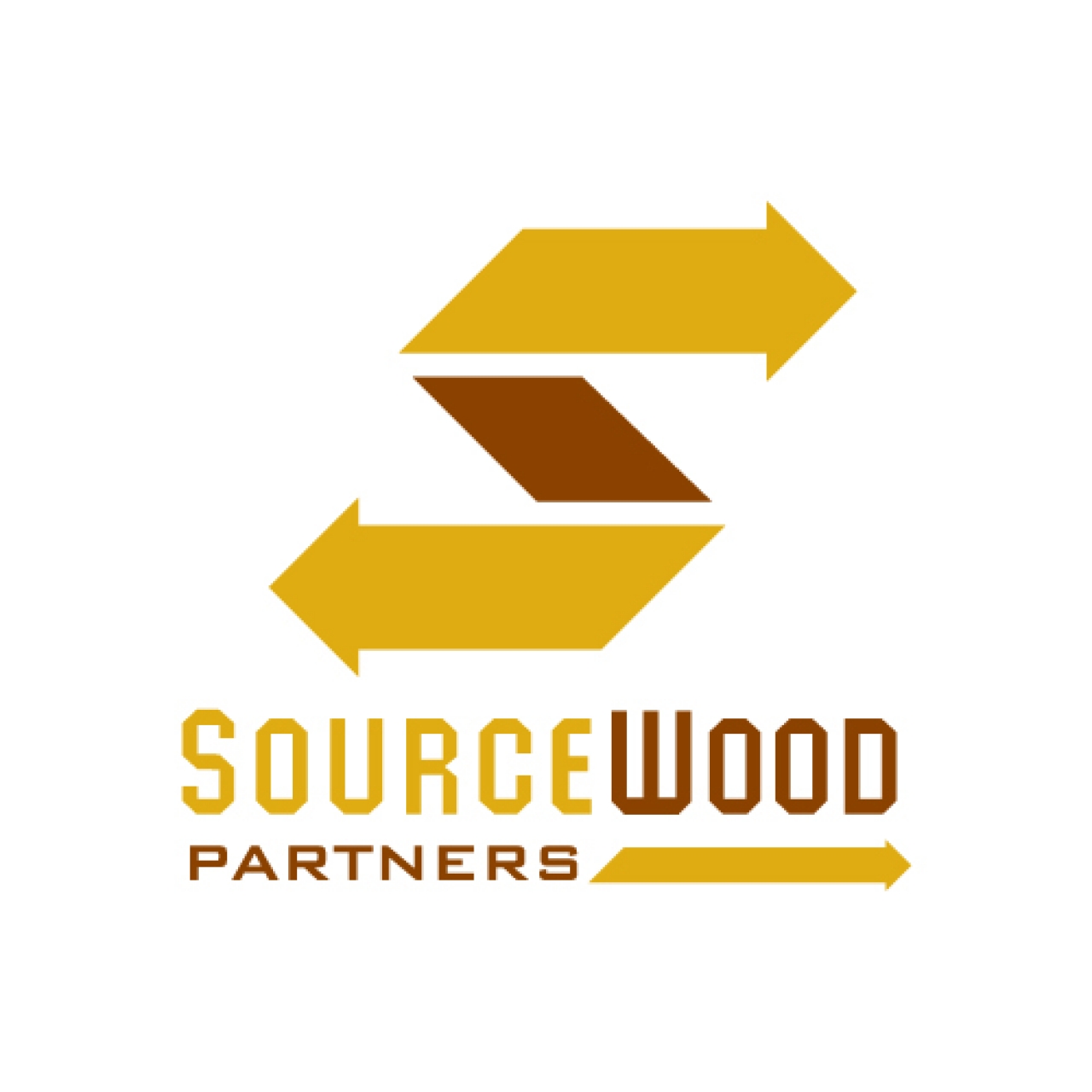 SourceWood logo is an S made of arrows