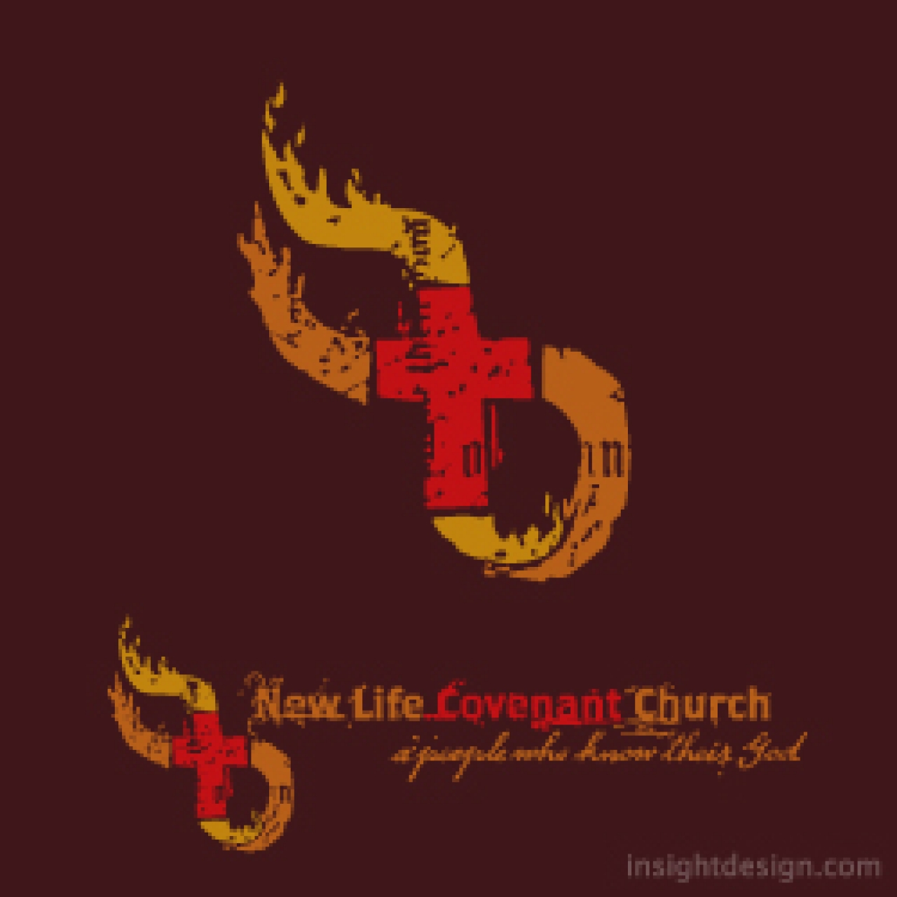 New Life Covenent Church Logo Design is the infinity symbol and the Cross combined.