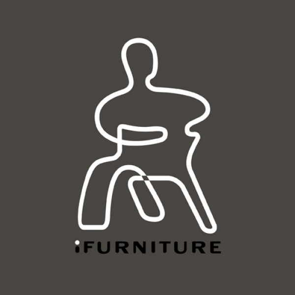 iFurniture logo design that shows a figure that is the furniture