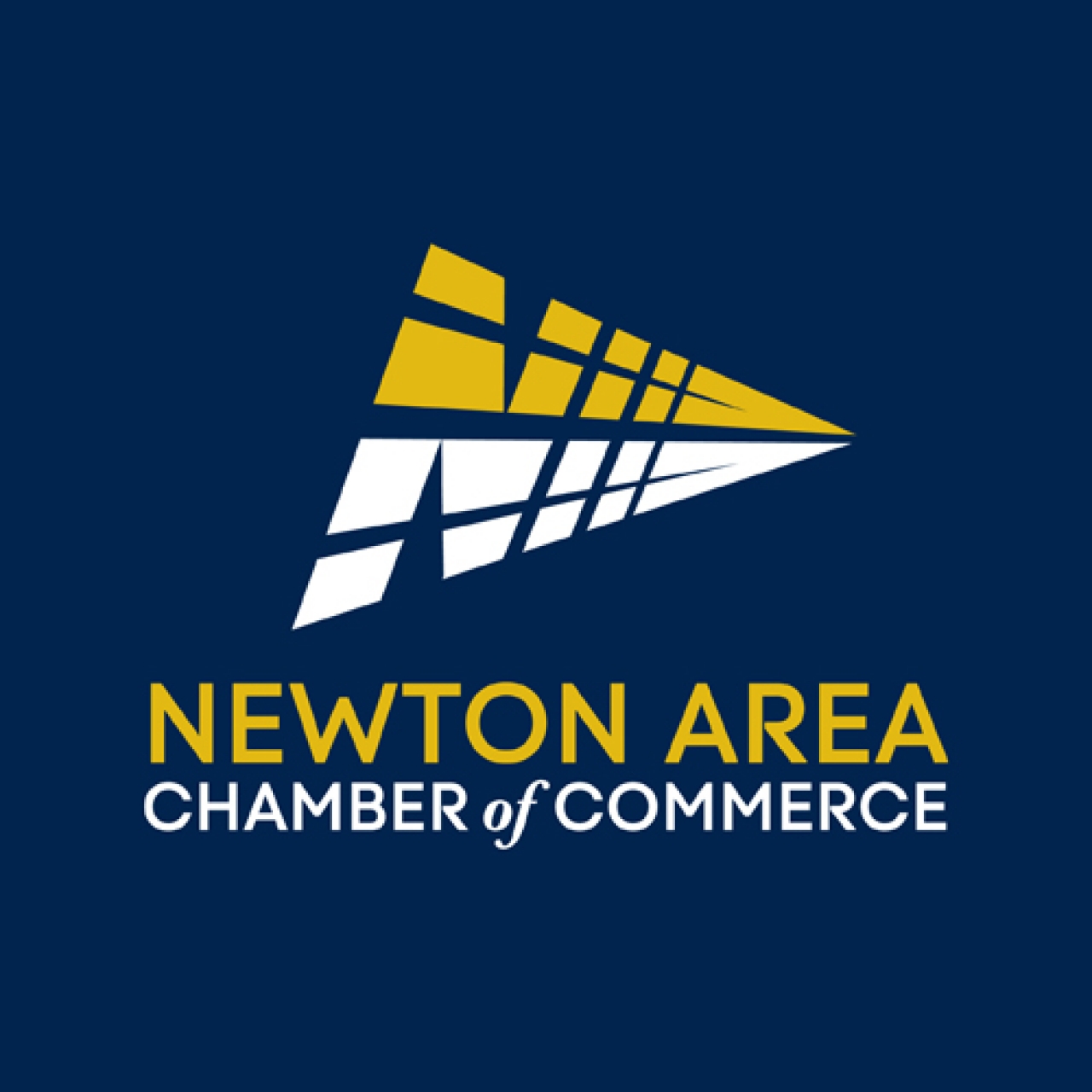 Newton Chamber of Commerce logo design the letter N and train tracks into the future