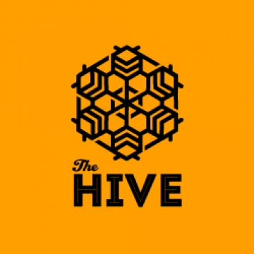The Hive logo design is created from an octagon shape that is also the structure of a bee hive.